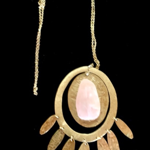 OOAK Canvas Rose Quartz Pendant - Picture 3 of 4